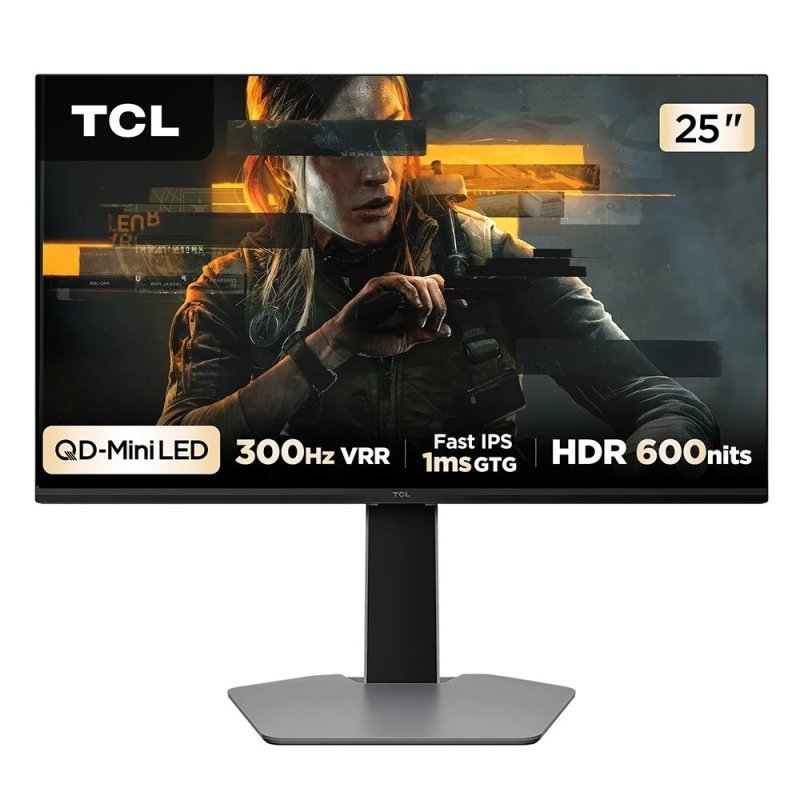 Monitor TCL 25" Gamer FHD QD MINI LED 300HZ HDR10 F-SYNC AJ ALTURA D-PORT 25G64