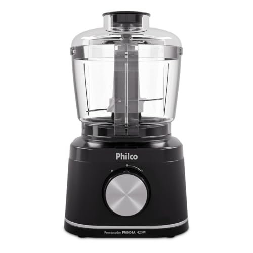 Processador de Alimentos Philco PMN04A 420W com Jarra 500ml Função Pulsar e Trava de Segurança Preto 220V