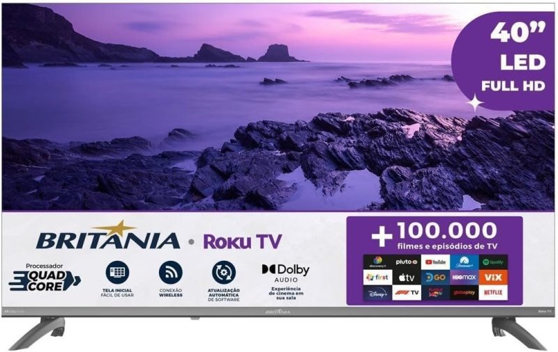 Smart TV Britânia Roku TV 40” Full HD HDR10 Dolby Audio B40CRA