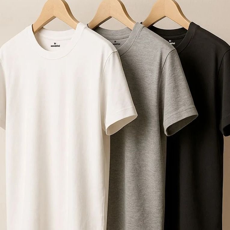 Kit 3 Camisetas Algodão Dia Dia Sandrini Básica Conforto