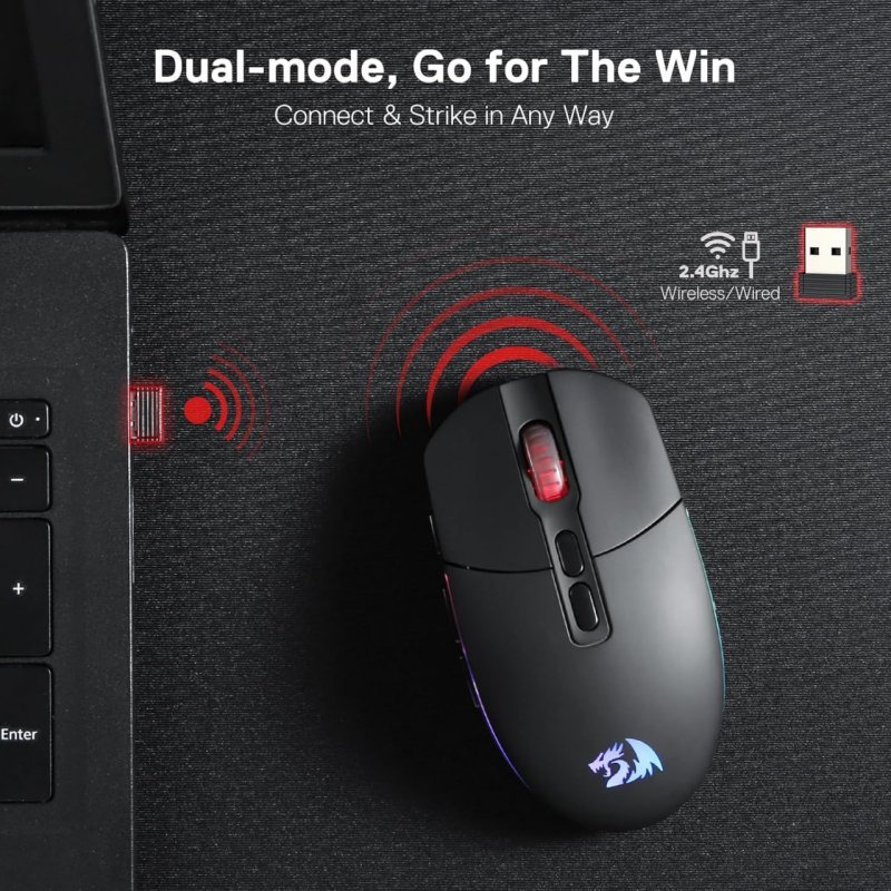 Mouse sem fio Redragon Invader Pro Preto