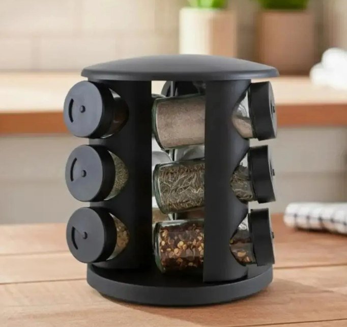 Porta Tempero De Vidro 10 Peças Brinox Lock & Preto + Frete Grátis
