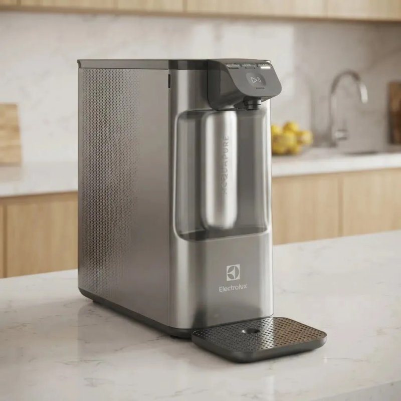 Purificador de Água Gelada Fria e Natural Elétrico Compacto Eletrônico placa Filtro refil 6 meses ou 3000l Painel Touch Bivolt Cinza PE12G Electrolux