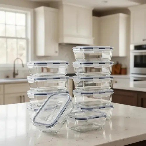 Kit 10 Potes Vidro Borossilicato Hermético Freezer E Forno