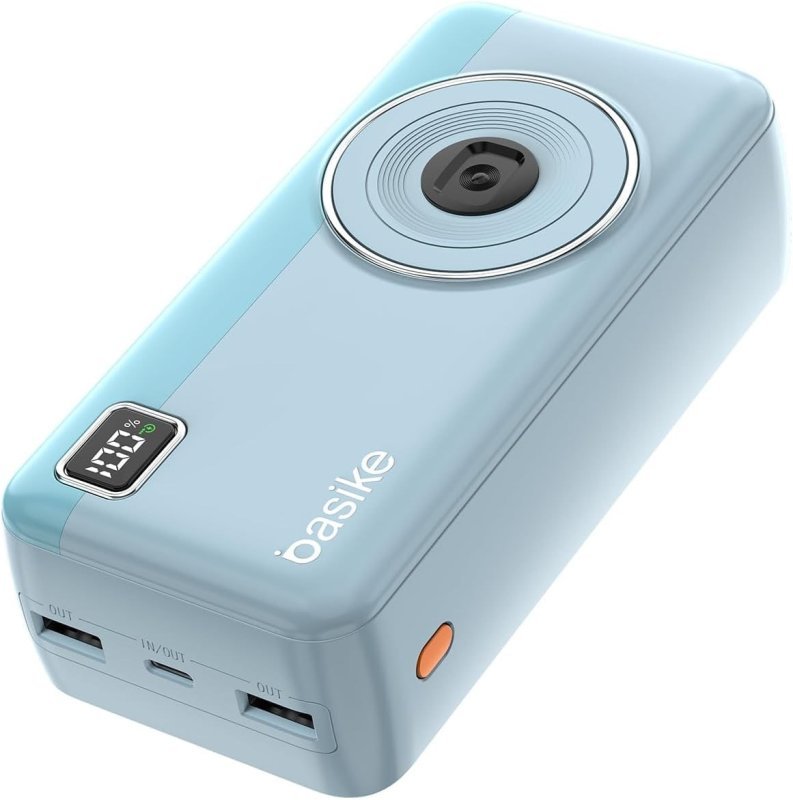 Power Bank Basike 30.000mAh Carregador Portátil com Cabo Azul