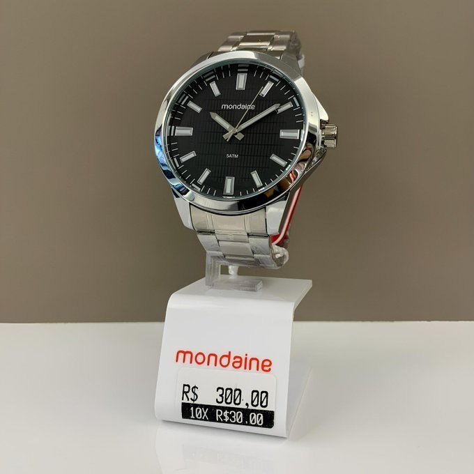 Relógio de pulso Mondaine 99784G0MVNE1 cor prateado - fondo preto + Frete Grátis