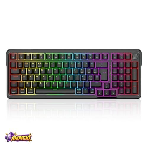 Teclado Mecânico Gamer Redragon Eisa Pro Preto RGB Switch Mambo 1800 Compact Hotswap 5 Pinos ABNT2 Gasket Mount USB Tipo-C, Bluetooth e USB 2.4GHz K686-RGB-PRO (PT-MAMBO)