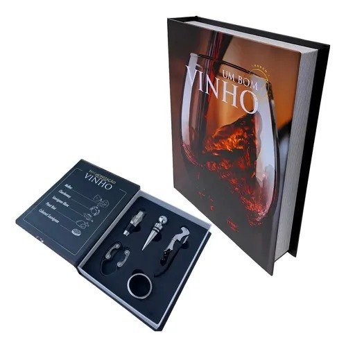 Kit Vinho 5 Peças Uny Gift Abridor Saca Rolhas Dosador Aço Inox