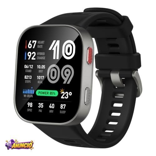 Amazfit Bip max Smart Watch 2.07" AMOLED Display, 50mm, 20-Day Battery, GPS, Water-Resistant, 4GB Storage, Offline Maps, 150+ Sports, iOS/Android Black