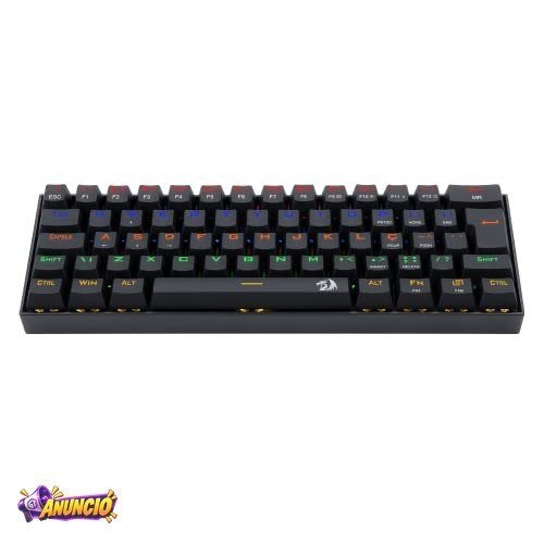 Redragon TECLADO GAMER MECANICO LAKSHMI RAINBOW PRETO SWITCH MARROM ABNT2