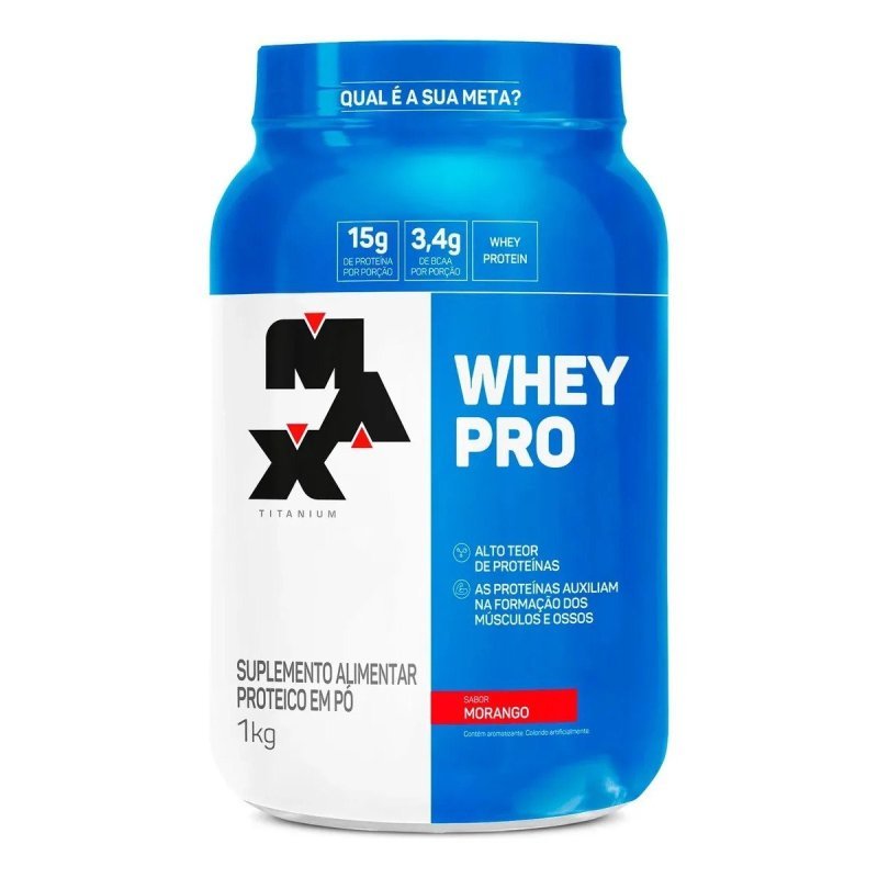 Proteína Max Titanium Whey Pro Concentrado em pó sabor Morango x 1kg