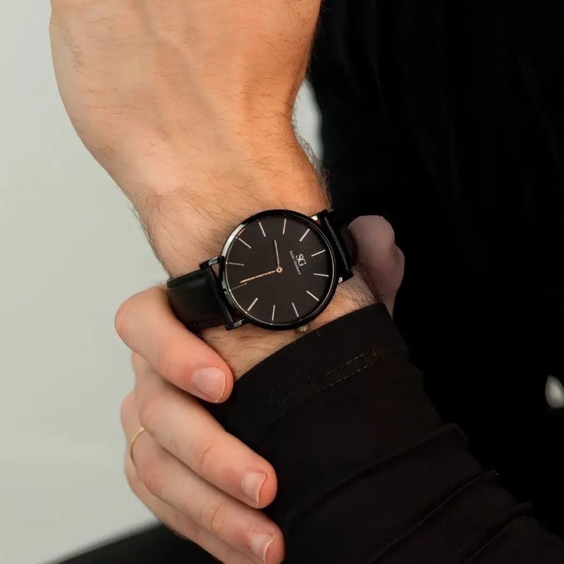 Relógio Masculino Saint Germain Murray Full Black de Couro Sintético Preto