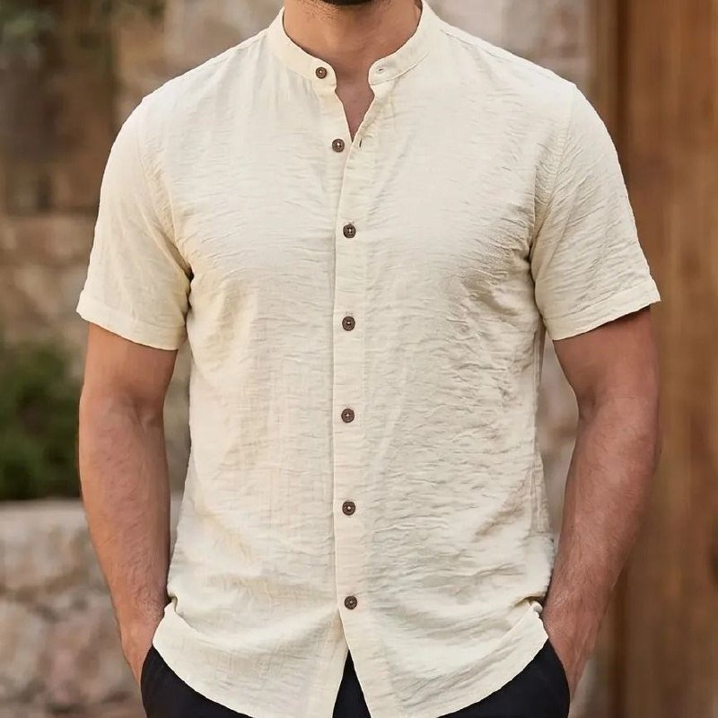 Camisa Gola Padre Masculina Manga Curta Social Verão Festa