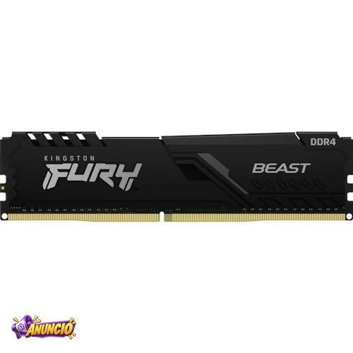MEMÓRIA KINGSTON FURY BEAST DIMM DDR4 8GB 3200 MHZ KF432C16BB/8 1,35V 1Rx* 288 pinos Desktop Gamer