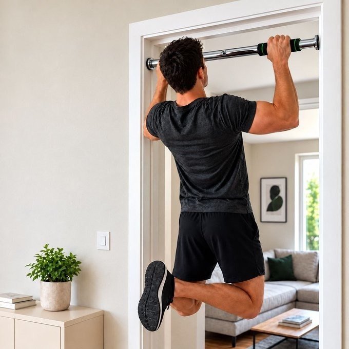 Barra Fixa de Porta para Exercícios Ajustável + Frete Grátis