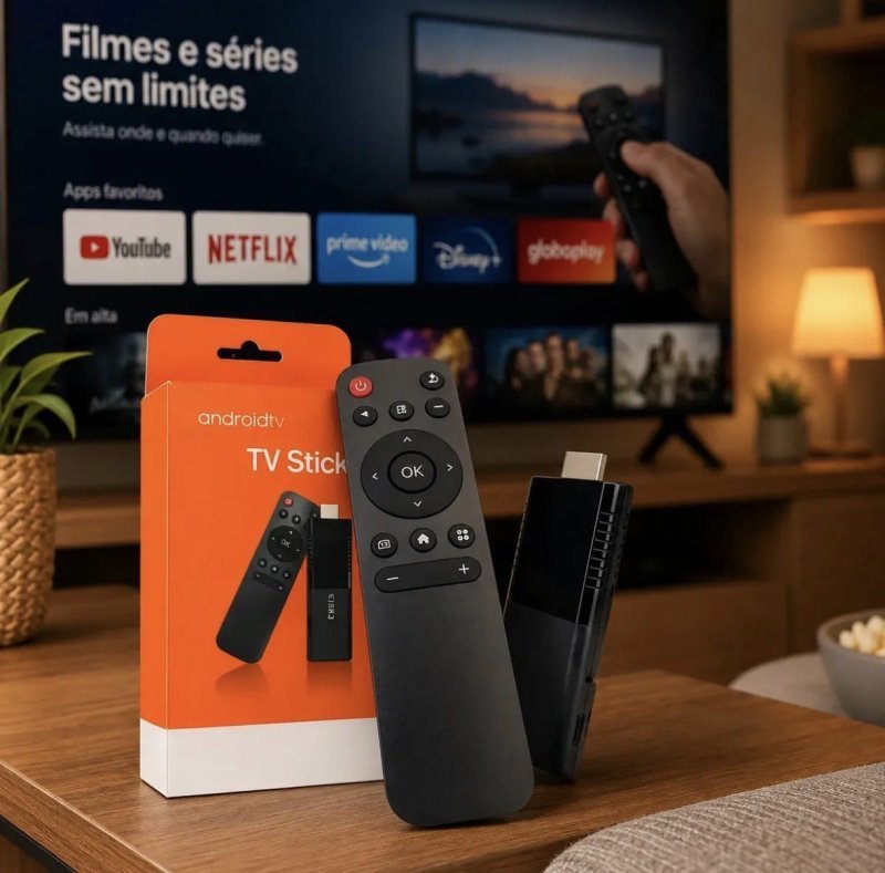 TV Stick 4K Android Chromecast Smart HDMI Wi-Fi Ao Vivo Preto