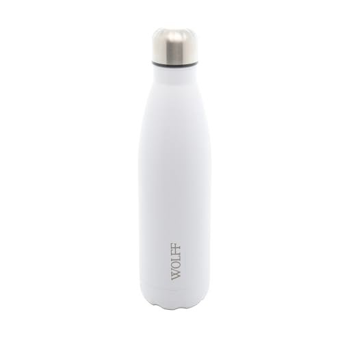 WOLFF - Garrafa Térmica de Aço Inox Branca com Parede Dupla - 500ml - Linha Ice