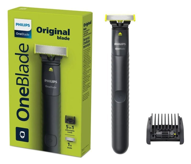 Barbeador e Aparador Elétrico Philips OneBlade com Pente 5 em 1, Sem Fio e À Prova D'Água
