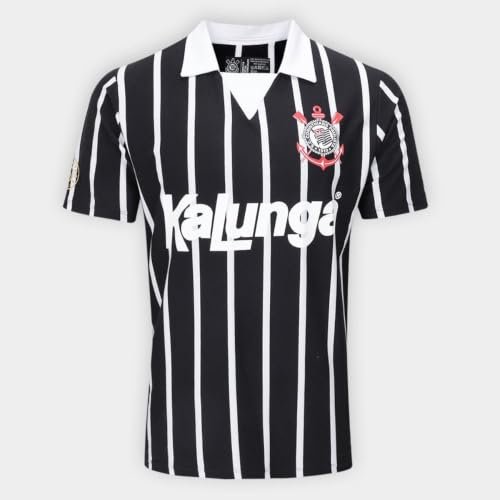 Camisa Polo Corinthians Retrô Kalunga Masculina Preta