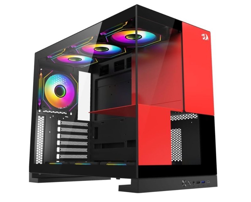 Gabinete Gamer Redragon Eternal Preto e Vermelho Sem Fans CA-612BR