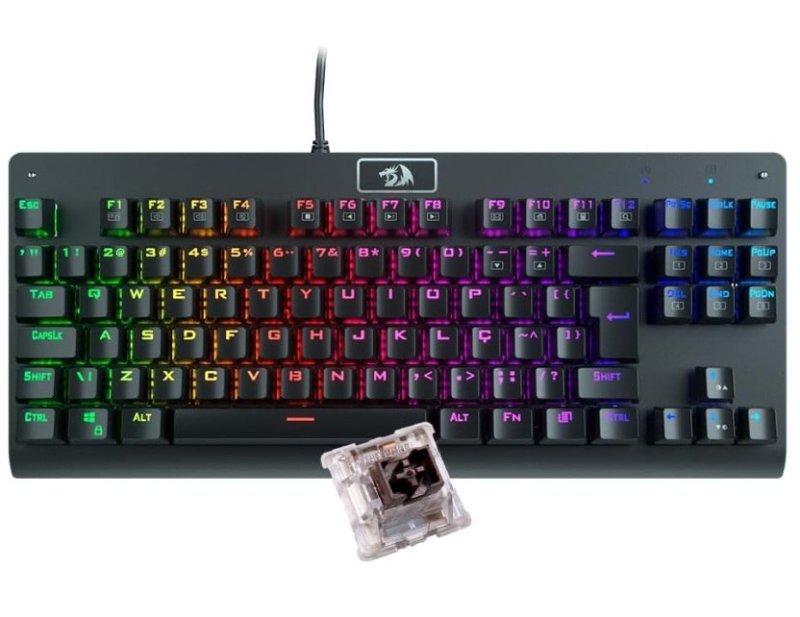 Teclado Mecânico Gamer Redragon Dark Avenger K568-2 Rgb Switch Brown Com Fio