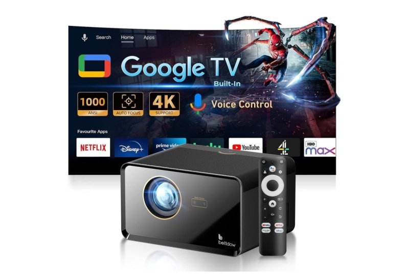 Projetor Bettdow AC1080, Full HD 1080p, 1000 ANSI Lúmens, Google TV, Wi-Fi, Bluetooth, Preto