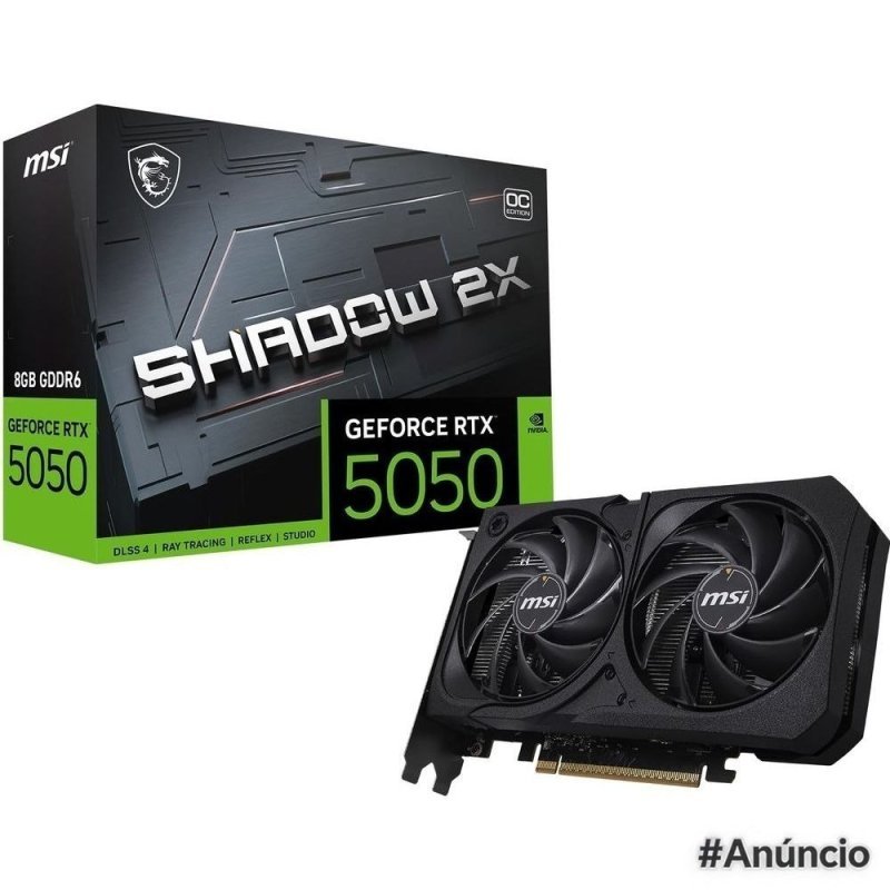 Placa de Vídeo NVIDIA GeForce MSI RTX 5050 8GB Shadow GDRR6 128 Bits 912 V538