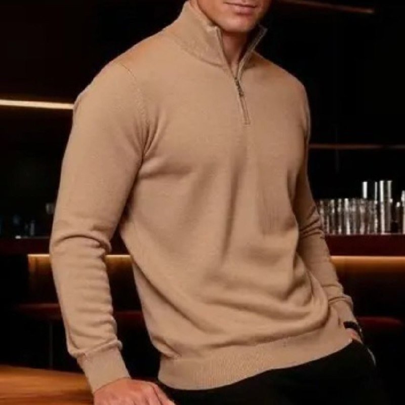 Suéter Masculino Gola V Zíper Tricô Inverno Casual Trabalho (M ao GG)