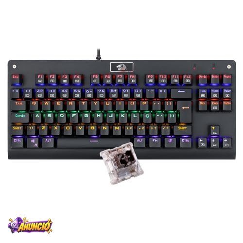Teclado Mecânico Redragon Dark Avenger Preto Iluminação Rainbow Switch Marrom K568R