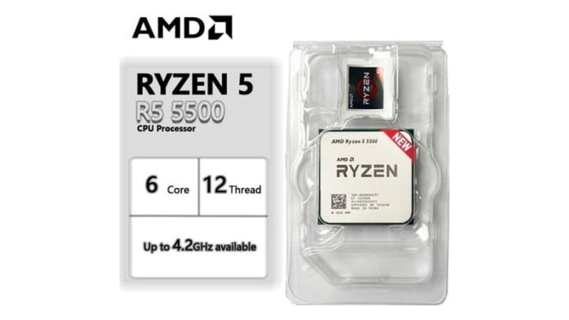 Processador Amd Ryzen 5 5500, 6-Core, 12-Threads, 3.6GHz (4.2GHz Turbo), Cache 19Mb, Am4 Novo S/Caixa
