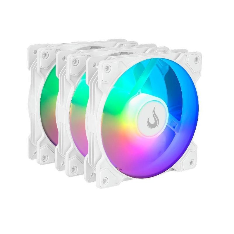 Kit C/3 Ventoinhas Rise Mode X 120mm ARGB Branco - RM-XLD-02-ARGB