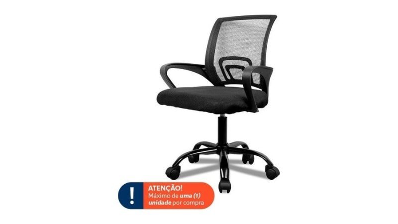 Cadeira de Escritório Zinnia Hera L, Assento Estofado, Base Giratória, Preto
