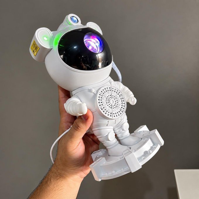 Projetor Astronauta para Teto Galáxia com Caixa de Som Bluetooth e Luz Noturna LED