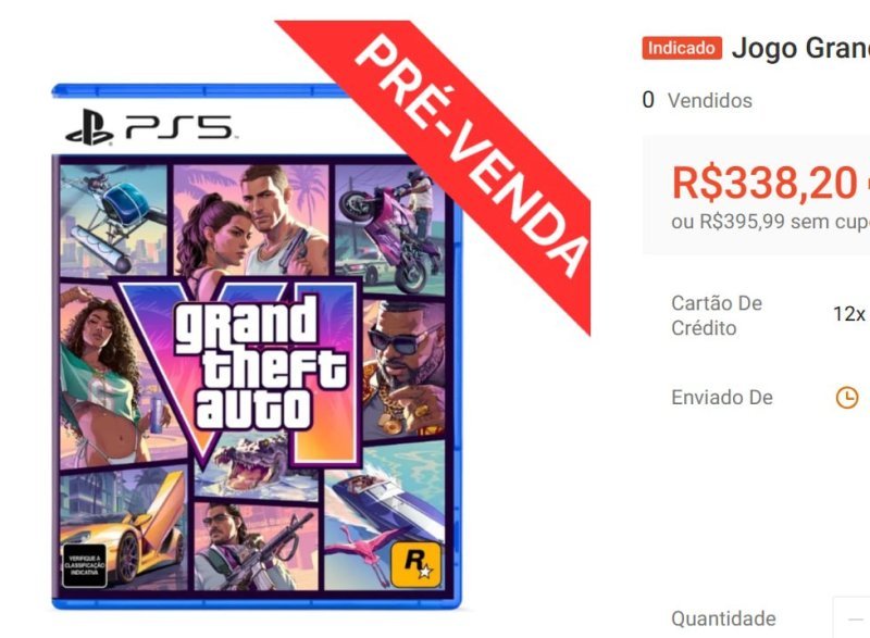 Jogo Grand Theft Auto VI Edição Standard - PS5 (PRÉ-VENDA)