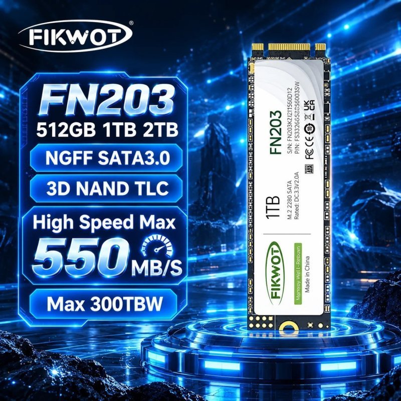Ssd M2 Sata Fikwot Fn203 M.2 Sata Iii 256Gb 6Gbps 550Mb/S 3D Nand Flash Ngff