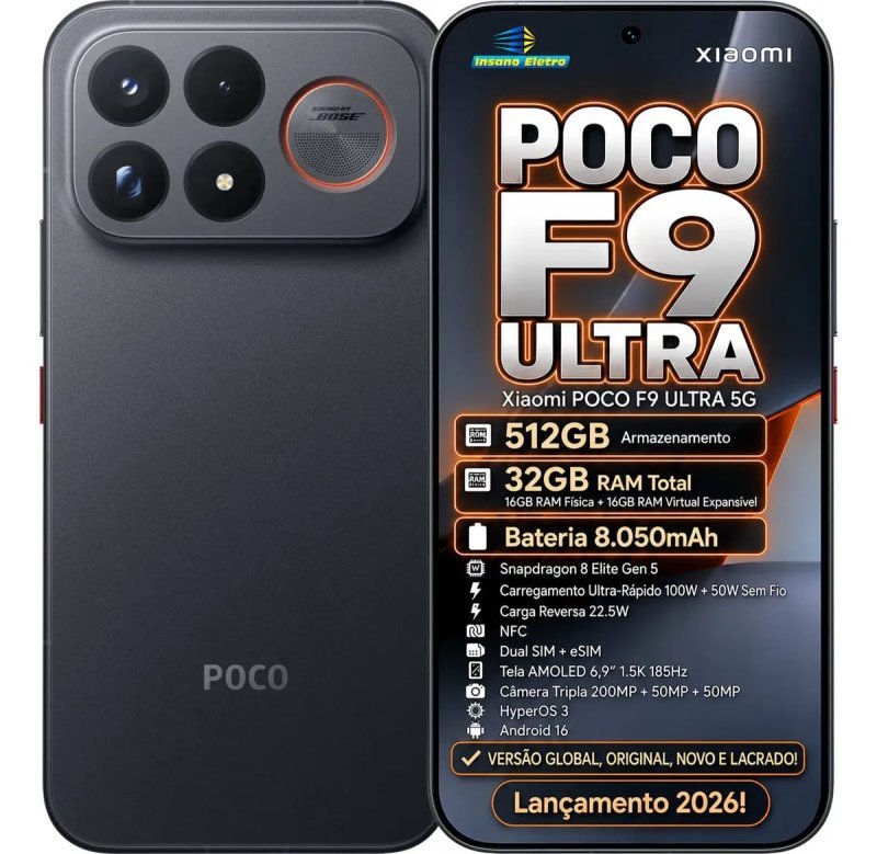 Smartphone Xiaomi POCO F9 Ultra 512GB + 32GB RAM 5G NFC Global Lacrado