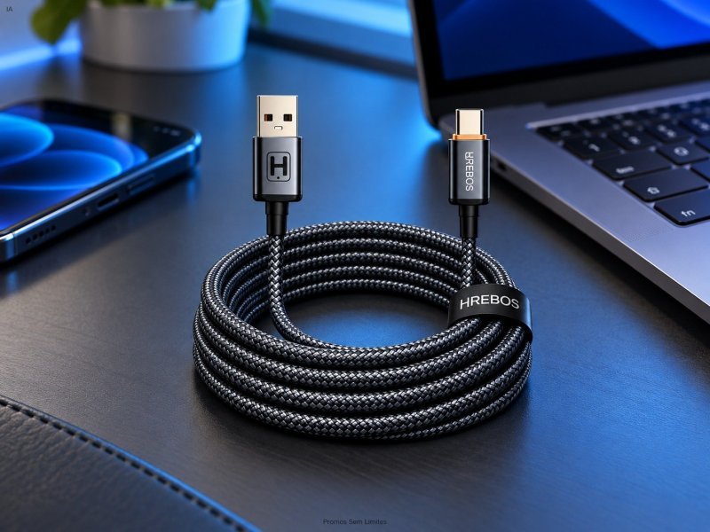 Cabo USB-C Reforçado 3 Metros 60W