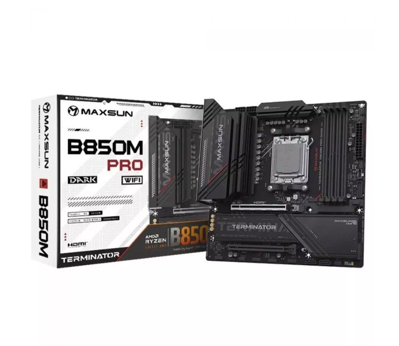 Placa-Mãe Maxsun Terminator B850M Pro Dark WiFi, AMD AM5, mATX, DDR5