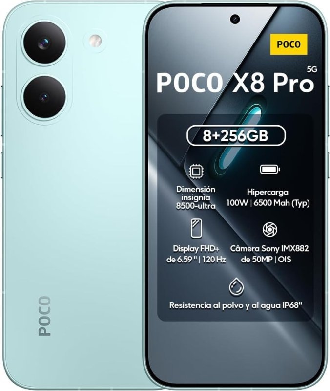 Xiaomi Poco X8 Pro 256GB, 8GB RAM, NFC, Mint Green (Verde) – Global