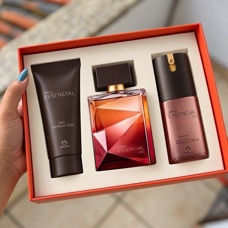 Kit Essencial Ato (Perfume 100ml + Desodorante Corporal 100ml + Balm Pós Barba 75ml) + Frete Grátis