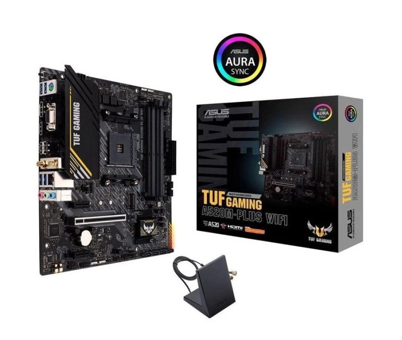 Placa-Mãe ASUS TUF GAMING A520M-PLUS WIFI RGB, AMD AM4, mATX, DDR4