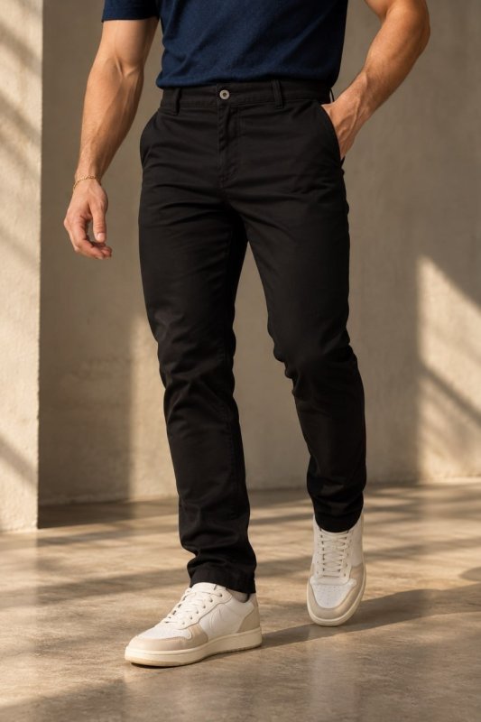 Calças Masculina Sarja Premium Bolso Embutido Sport Fino