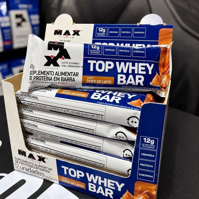 Top Whey Bar 12 Unidades Max Titanium 41g + Frete Grátis