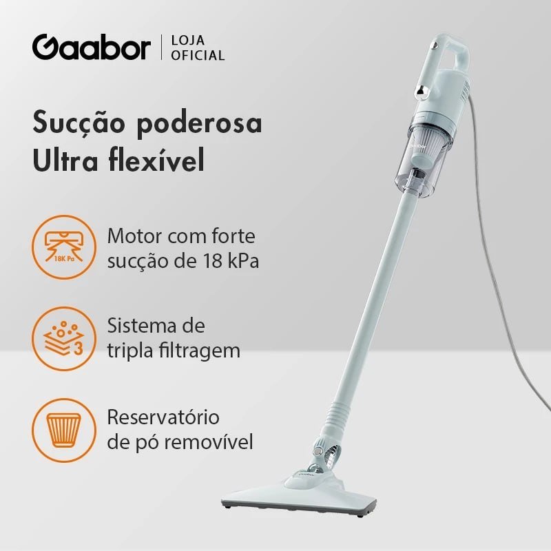 Gaabor Aspirador de Pó 2 em 1, Sucção Forte de 18.000Pa, Silencioso e Fácil de Guardar – CW-18M02A