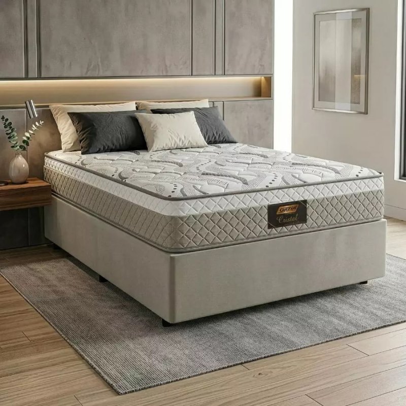 Cama Box Casal Cristal com Molas Ensacadas, 138x188x61cm