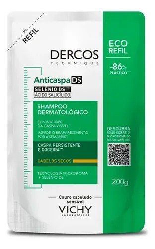 Shampoo Anticaspa Cabelos Secos com Selênio DS, Dercos DS Vichy, Refil 200g