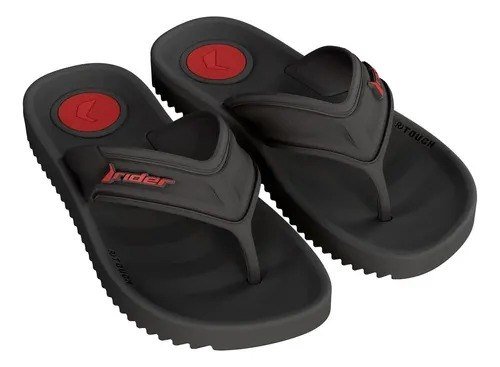 Chinelo Rider Trace Masculino 12608 Preto/preto/vermelho Liso