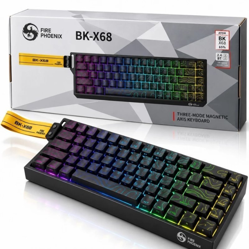 Teclado Sem Fio Gamer Magnético Rapid Trigger 0,01mm 8000Hz RGB Fire Phoenix