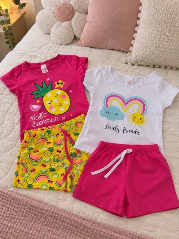 Kit 2 Conjunto Infantil Feminino Roupa De Verão Menina