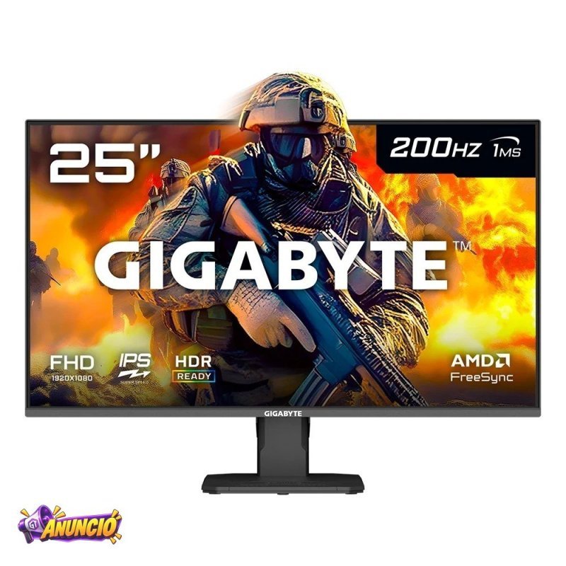 Monitor Gamer Gigabyte 25 Fhd 200Hz 1Ms Ips Vrr Freesync Premium Hdr 10 Alto Falante Embutido Gs25F2 Sa